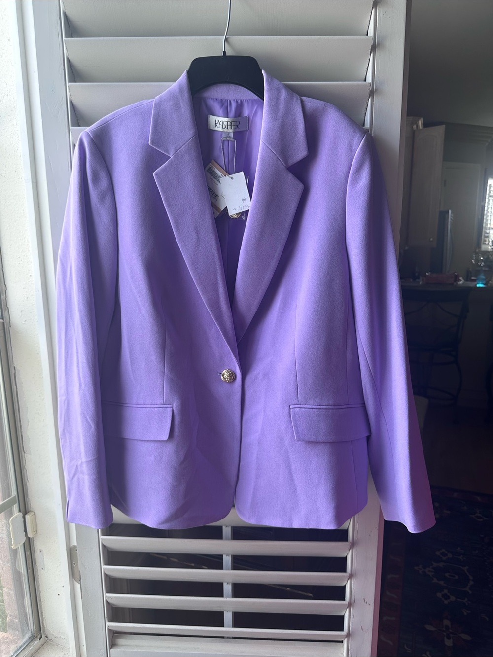 Kasper Lavender Mist Single-Button Women's Blazer - Picture 2 of 4